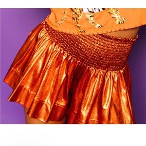 Queen of Sparkles Orange Metallic Swing Shorts